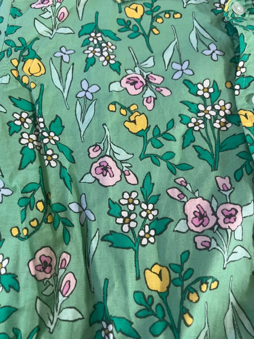 Cat & Jack Boys Green Floral Button Up Shirt Size XL 14